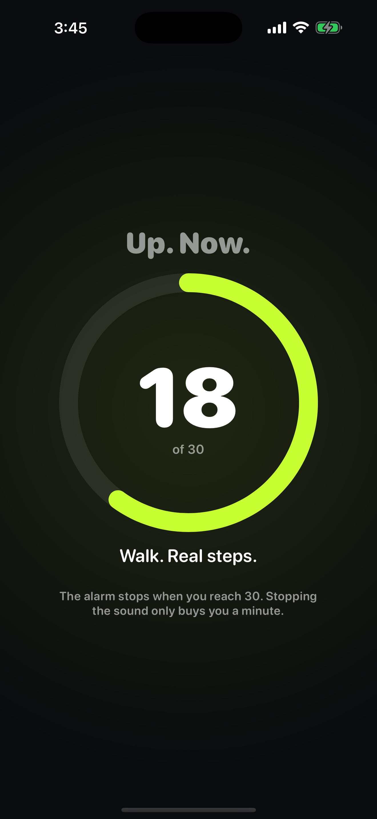 StepWake counting 18 of 30 steps